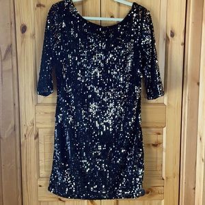 Black sequin mini dress